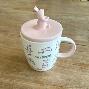 Yoga Bunny Wooly Heads by Magenta coffee mug with lid super cute pink